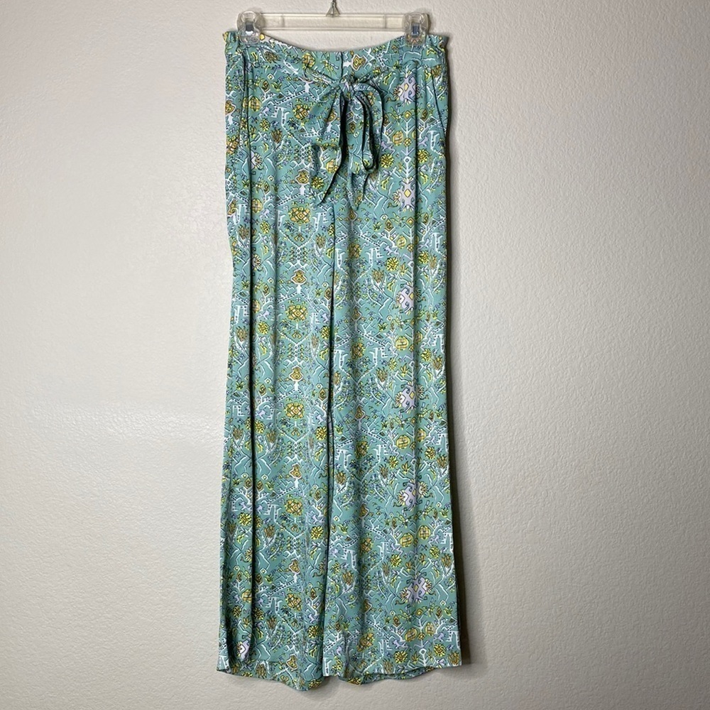 Maeve Alina Island wide leg slacks women’s 6 six green flowy design pockets EUC